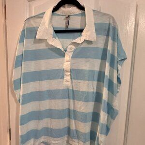 Belle Isle by Torrid Blue White Stripe Polo Top Size 2